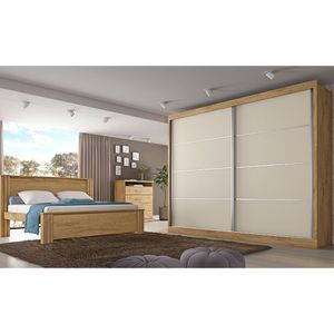 Roupeiro Verona Plus 2 Portas E 4 Gavetas Amendoa/ Off White