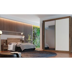 Roupeiro Zurique 1 Porta Espelhada 100 Mdf Brauna/ Off White