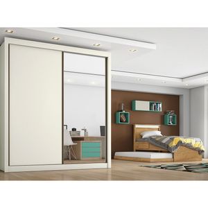 Roupeiro Zurique 1 Porta Espelhada 100 Mdf Off White