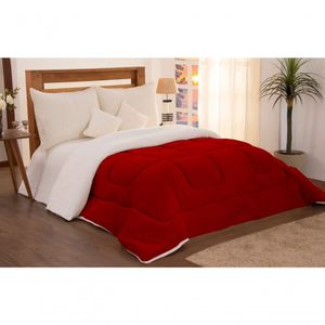 Edredom Coberdrom King Sherpa Pele De Carneiro C/ Soft Vermelho
