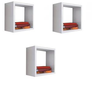 Kit 3 Nicho Decorativo 15x15x15cm Branco Mdf