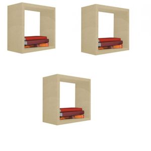 Kit 3 Nicho Decorativo 55x55x20 Cm Natural Em Mdf [f031]