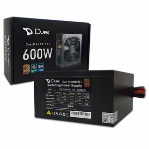 Fonte 600w Atx Duex Dx 600wfse+, Bivolt Automático, 80 Plus Bronze, Pfc Ativo, Preto