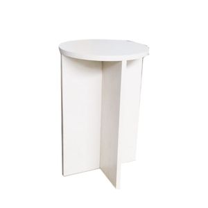 Banco Tampo Redondo 65 Cm Branco Em Mdf [f031]
