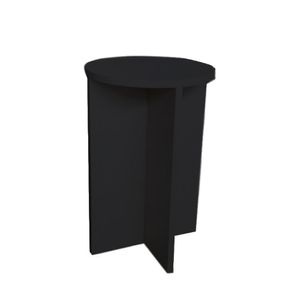 Banco Tampo Redondo 45 Cm Preto Em Mdf [f031]