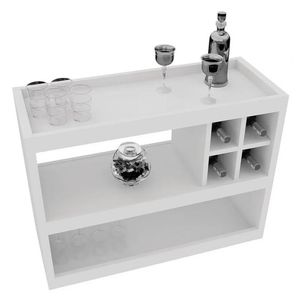 Aparador Bar Com Rodizios Branco Em Mdf [f031]