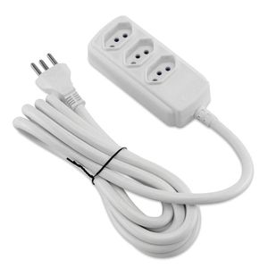 Extensão Elétrica Tripolar Forceline, Bivolt, 3m, 3 Tomadas, Branco - 0180200334