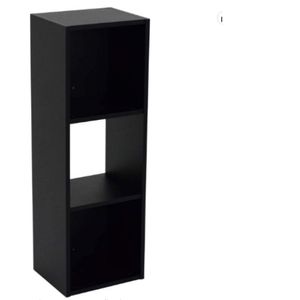 Estante De Livros 3 Nichos Mdf Preto