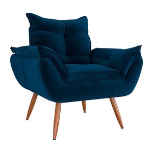 Poltrona Tóquio Veludo Turkey Eucalipto Matrix Azul Escuro