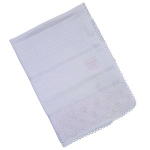 Kit De Fraldas Com Croche + Voil 1un 80x80cm + 2un 30x40cm Pinta E Borda Mabber Azul