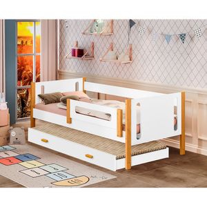 Cama Babá Infantil Mirela Com Cama Auxiliar Branco/mel Com Branco