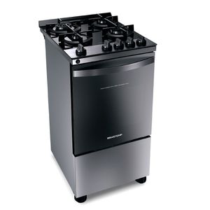 Fogão Brastemp 4 Bocas Inox Com Mesa De Vidro, Dupla Chama E Grill Elétrico Bfo4vbr 220V