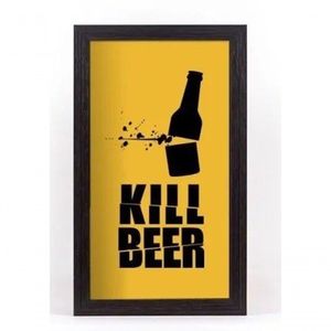 Quadro Porta Tampinhas Pequeno - Kill Beer - Amarelo 1039 único