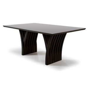 Mesa Yady 160 Vidro Off White Acabamento Tabaco