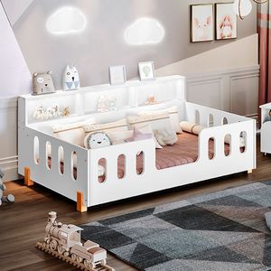 Cama Infantil Montessoriana Led Nina Com NichoBranco Branco