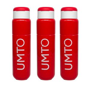 Kit 3 Garrafinhas Para Treino Para Academia Umto Super-Resistente 500 Ml Vermelha - Vermelho