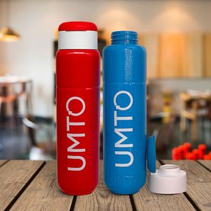 Kit 2 Garrafas Umto Super-Resistente 500 Ml Vermelha E Azul Claro - Vermelho