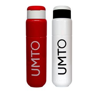 Kit 2 Garrafinhas Para Treino Para Academia Umto Super-Resistente 500 Ml Branca E Vermelha - Branco