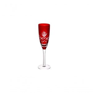 Conjunto 6 Taças Para Champagne De Vidro Lapidadas Tropical Vermelha 150Ml