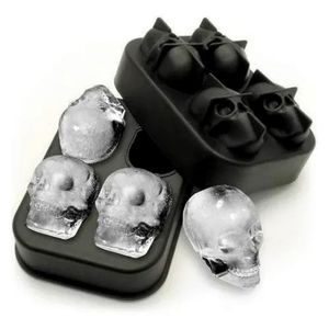 Forma De Silicone Gelo Formato Caveira Crânio 3D 4 Caveiras