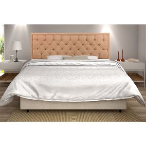 Cabeceira Estofada Cama Box Queen Linho Ocre Montreal 1,95M