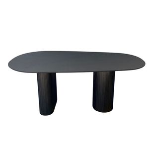 Mesa De Jantar Orgânica 198x122cm Com Duas Bases Cor ébano
