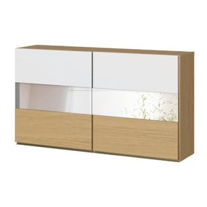 Armário De Cozinha 2 Portas Com Vidro 1,20m Duplo Aéreo Módulo Clara Atacama/Off White Aramóveis