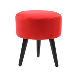 Puff Banco Luca Em Tecido Suede - Vermelho - Cor: Vermelho
