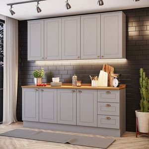 Cozinha Compacta Com Balcão Para Cooktop Amy Casa 812 Cinza