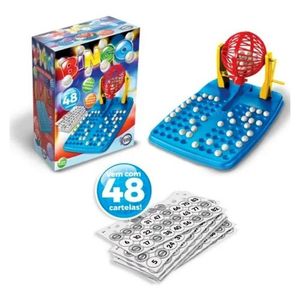 Jogo De Bingo Com 48 Cartelas 1 Globo Giratório 90 Bolinhas