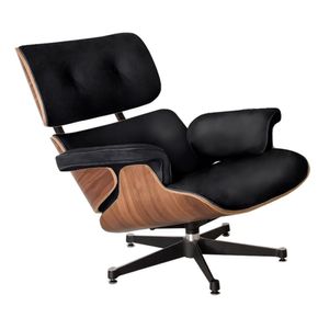 Poltrona Charles Eames Sem Puff Couro Sintético Preto Cor Preto