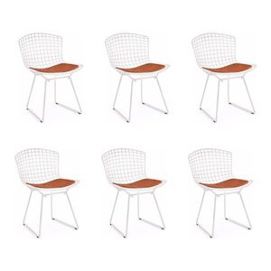 Kit 6 Cadeiras Bertoia Branca Com Assento Cobre Cor Branco