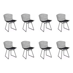 Kit 8 Cadeiras Bertoia Preta Com Assento Preto Cor Preto