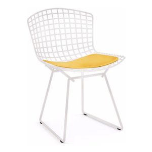 Cadeira Bertoia Branca Com Assento Amarelo Cor Amarelo