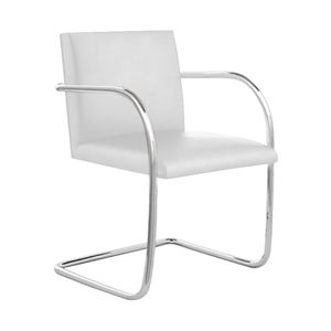 Cadeira Brno Para Escritório Couro Sintético Branco Tubular Cromada Cor Branco