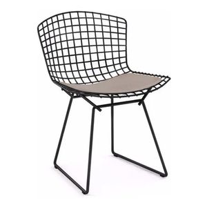 Cadeira Bertoia Preta Com Assento Bege Cor Bege