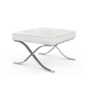 Puff Barcelona Cromado Em Couro Natural Branco Cor Branco