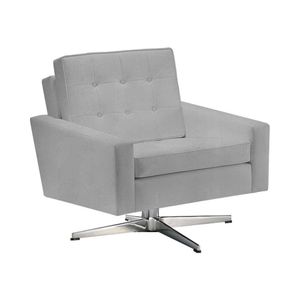 Poltrona Fk Giratória Suede Cinza Base Alumínio Cor Cinza
