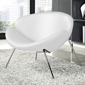 Poltrona Trevo Couro Sintético Branco Base Inox Cor Branco