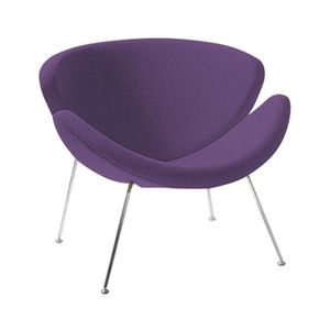 Poltrona Design Trevo Suede Roxo Base Cromada Cor Rosa
