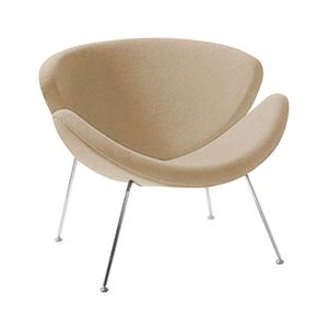 Poltrona Design Trevo Suede Bege Base Cromada Cor Bege