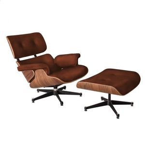 Poltrona Charles Eames Com Puff Marrom Cor Marrom