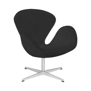Poltrona Swan Linho Preto Base Alumínio Giratória Cor Preto