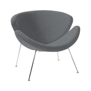 Poltrona Design Trevo Linho Cinza Base Inox Cor Cinza