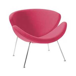 Poltrona Design Trevo Suede Rosa Base Inox Cor Rosa