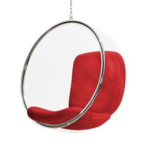 Poltrona Bubble Chair Acrilico Com Estofado Sintético Vermelho Cor Vermelho