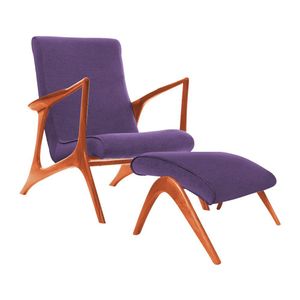 Poltrona Mona Plus Vk Anos 50 Suede Roxo Com Puff Cor Rosa