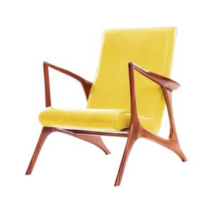 Poltrona Luxo Couro Sintético Amarelo Vk Anos 50 Cor Amarelo