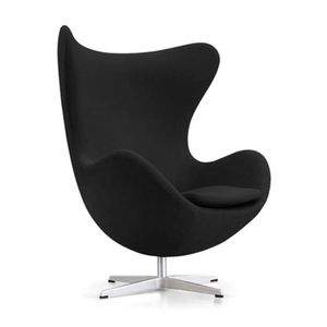 Poltrona Egg Sem Puff Base Alumínio Em Sued Preto Cor Preto