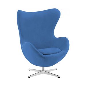 Poltrona Egg Sem Puff Base Alumínio Em Sued Azul Cor Azul